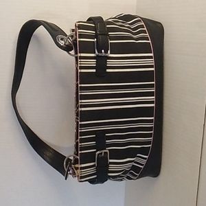 Tommy Hilfiger black & white striped handbag